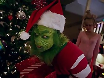 Witness Cherie Deville in undergarments & stockings get hard-core with a Grinch in a parody of Harper's Scremebox