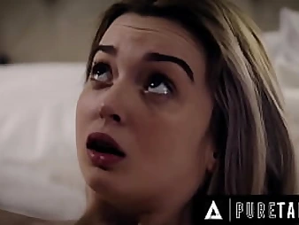 Stepdaddy, stepfather, and Virgin take turns ravishing Puny Virgin Lexi Lore's innate jugs & cock-squeezing cootchie