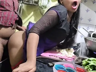See Indian maid Mumbai Ashu take a rock-hard banging in the kitchen like a professional!
